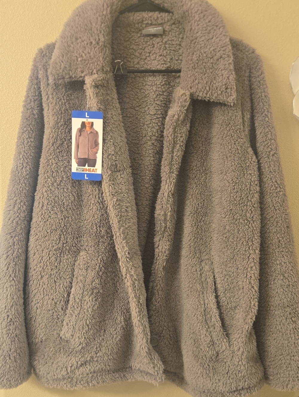 Large 32 Degrees Plush Teddy Jacket in Purple